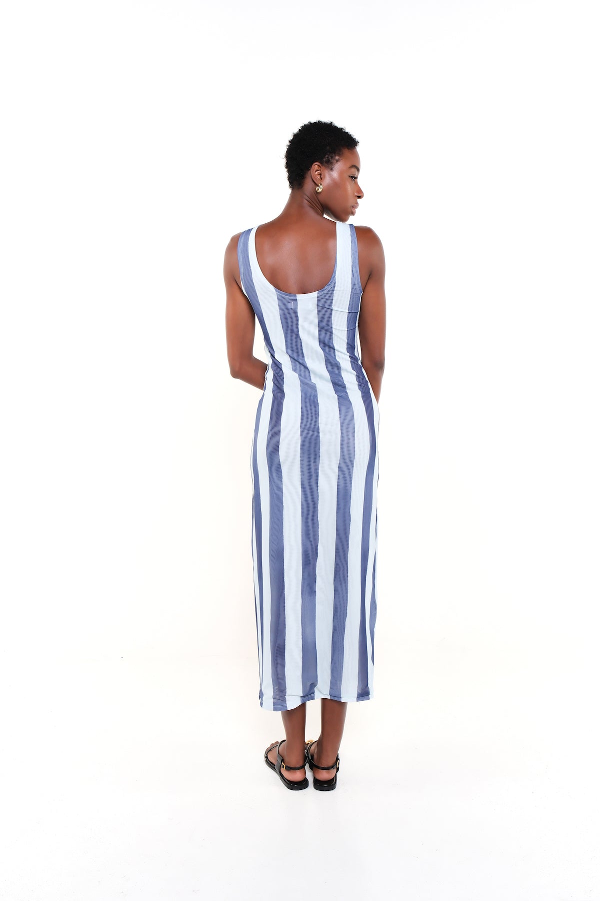 ELAINE DRESS - HERITAGE STRIPES MAXI BLUE