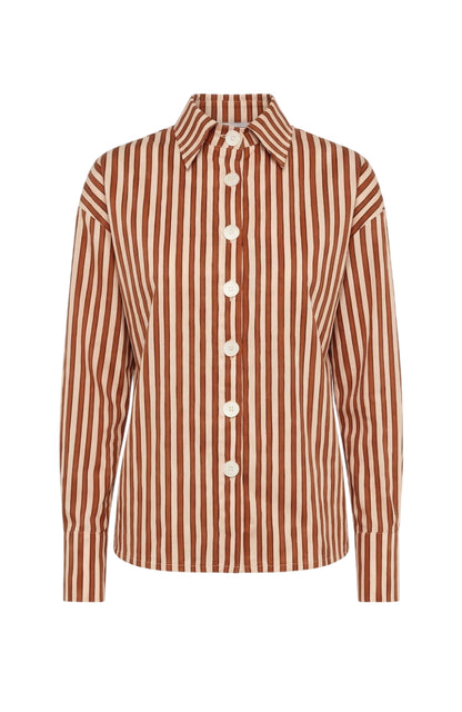 THE CEREMONY SHIRT - HERITAGE STRIPES MAXI RED