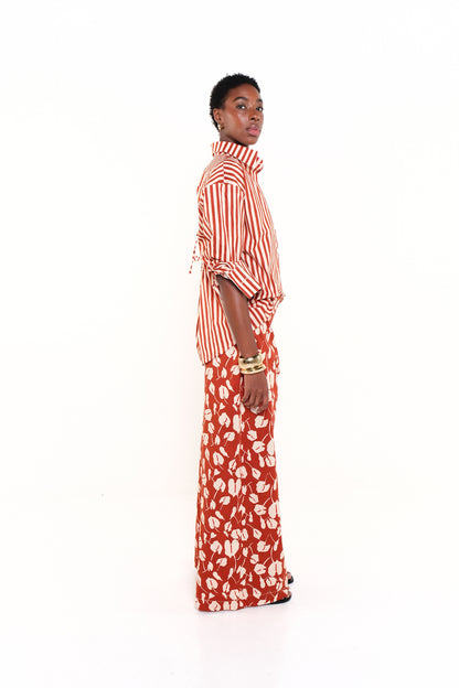 THE CEREMONY SHIRT - HERITAGE STRIPES MAXI RED