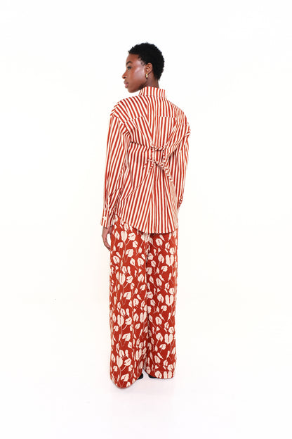 THE CEREMONY SHIRT - HERITAGE STRIPES MAXI RED