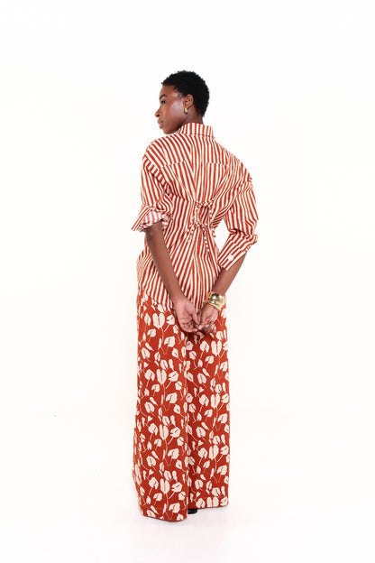 THE CEREMONY SHIRT - HERITAGE STRIPES MAXI RED