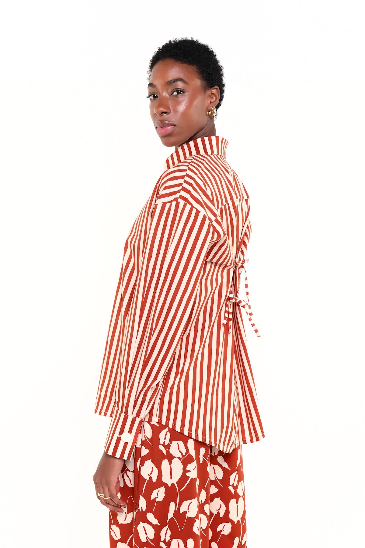 THE CEREMONY SHIRT - HERITAGE STRIPES MAXI RED