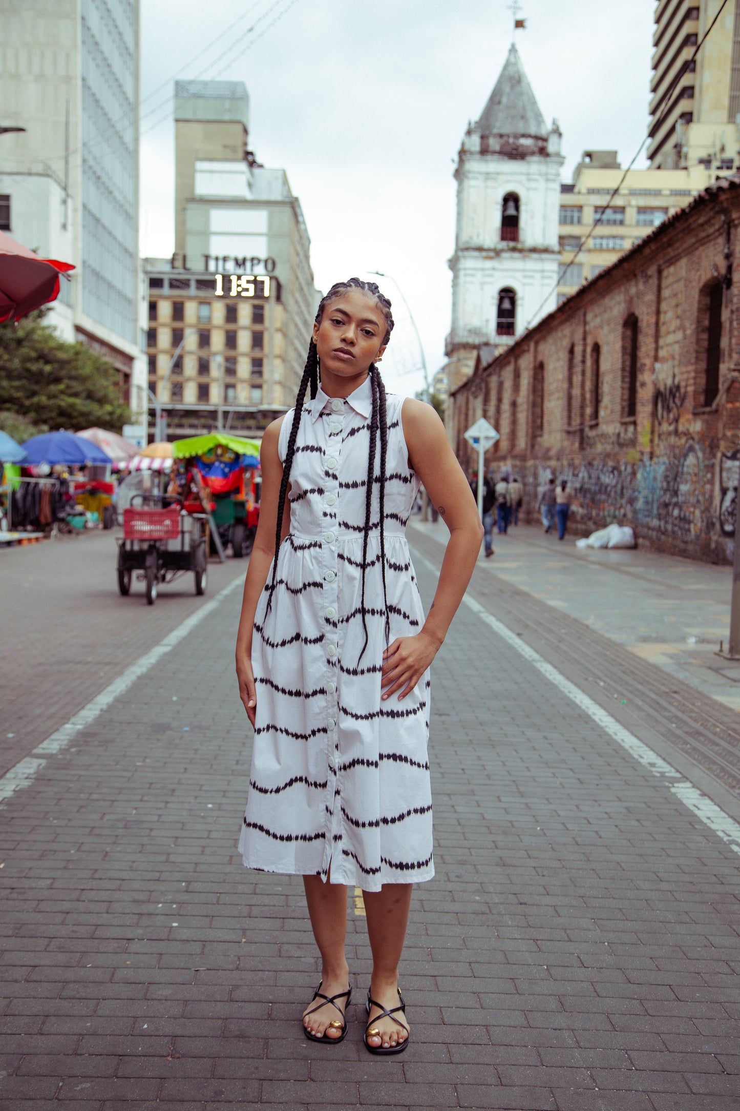 The Pier Dress - Beige Waves