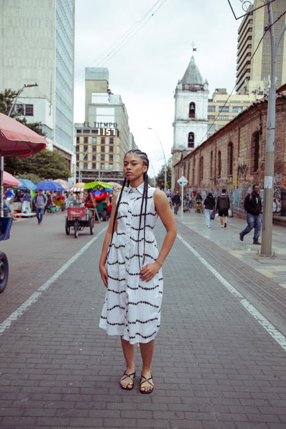 The Pier Dress - Beige Waves