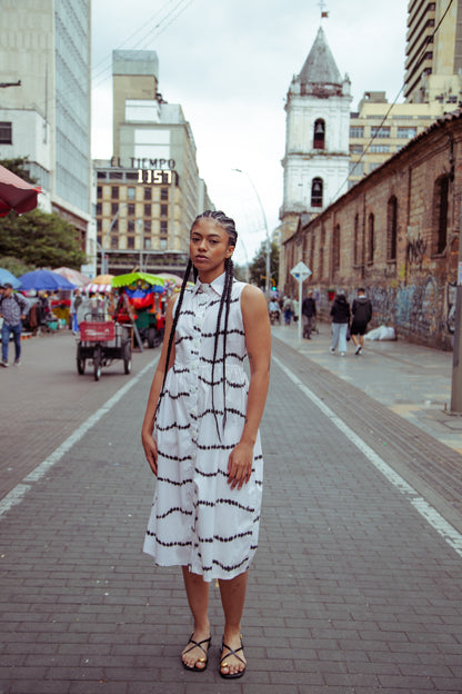 The Pier Dress - Beige Waves