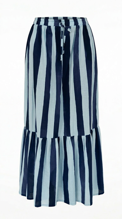 THE CRUSTACEAN SKIRT - HERITAGE STRIPES MAXI BLUE