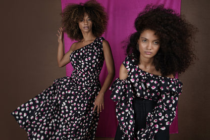 Liberia Dress - Maxi Fucsia Dots