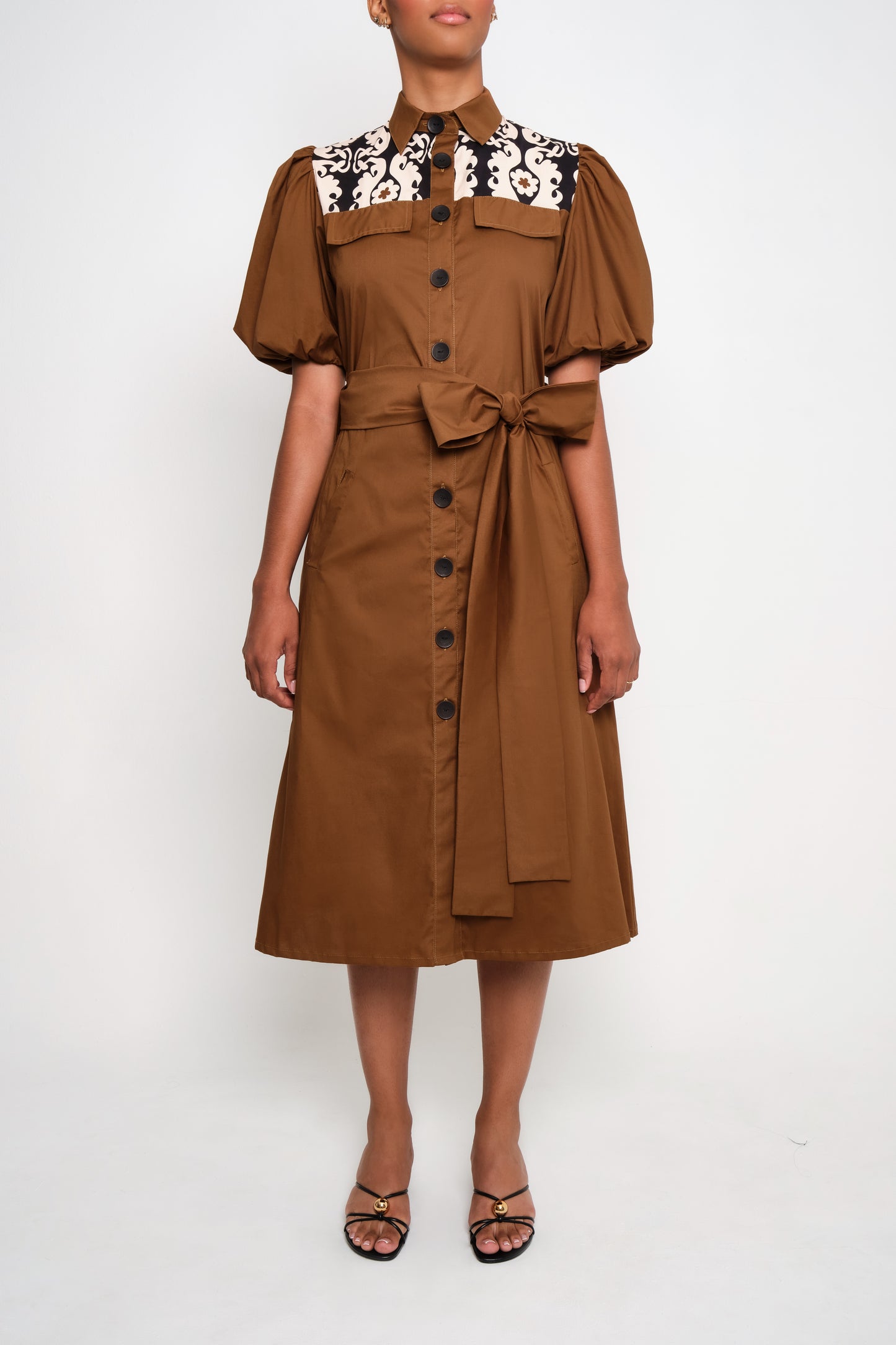 POMPON DRESS - CHOCOLATE
