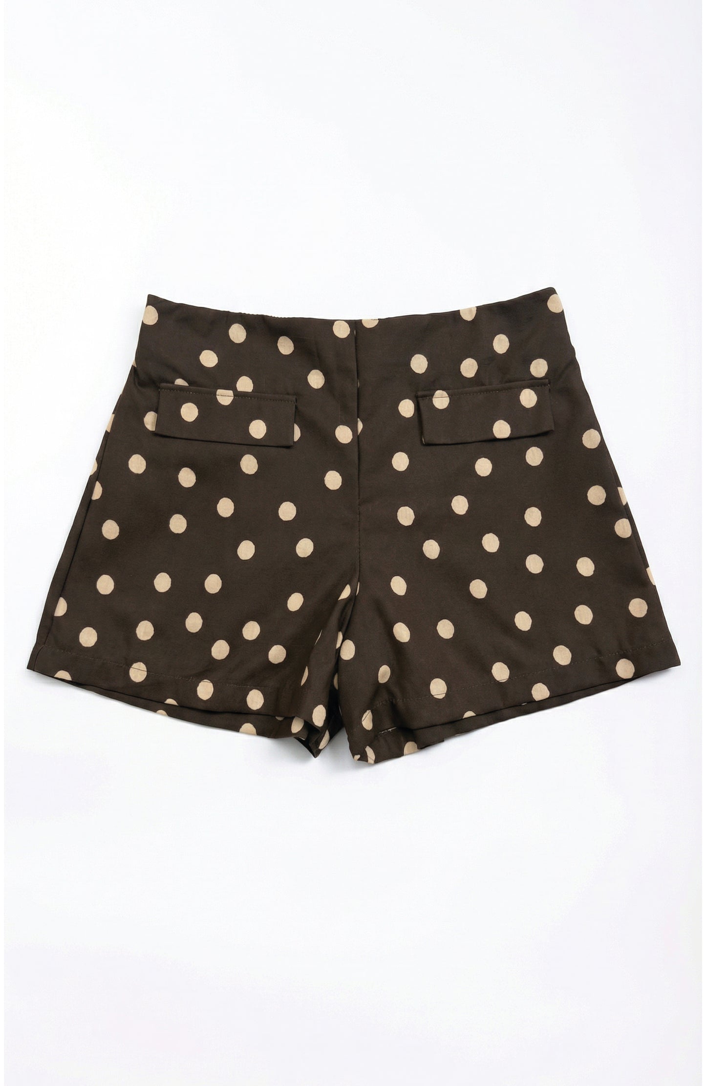 Pantalones cortos Stella en lino de lunares marrones