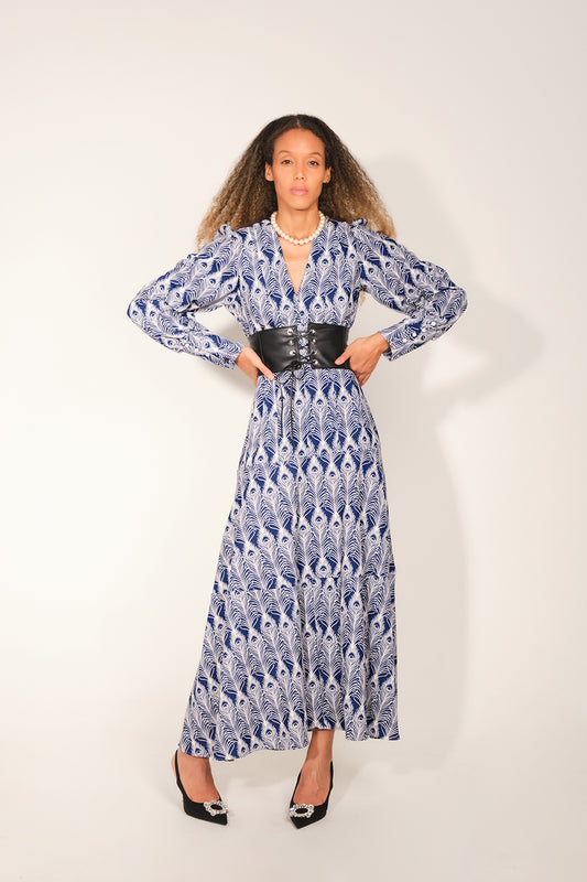 Oda Dress - Navy Feather
