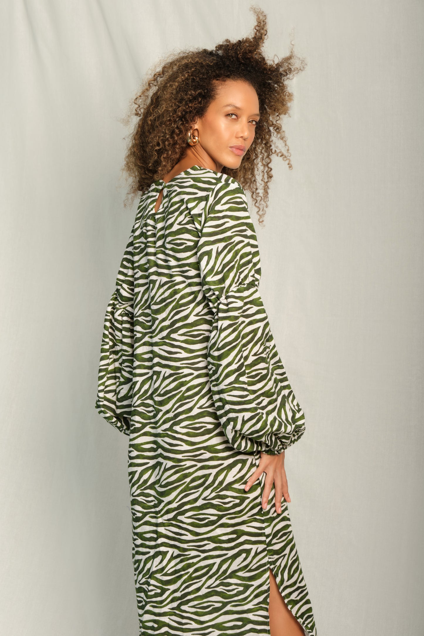 TULIP TUNIC - GREEN ZEBRA