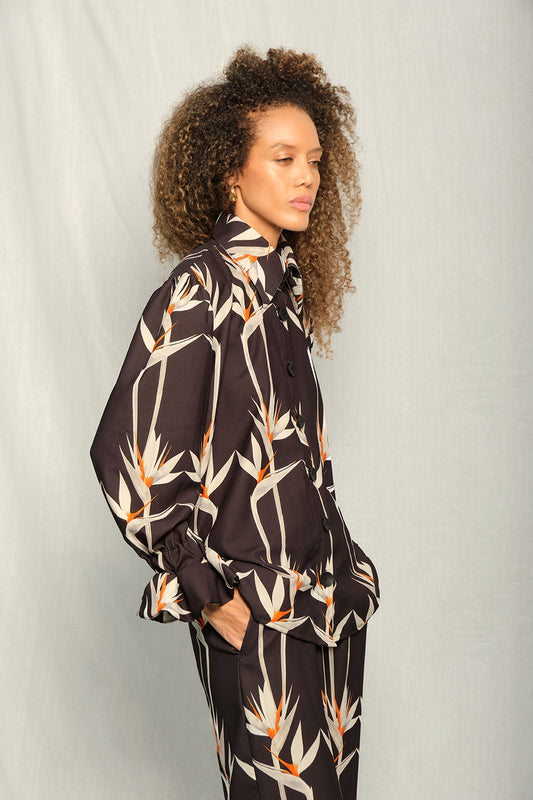 TERESA M SHIRT - BIRDS OF PARADISE BLACK