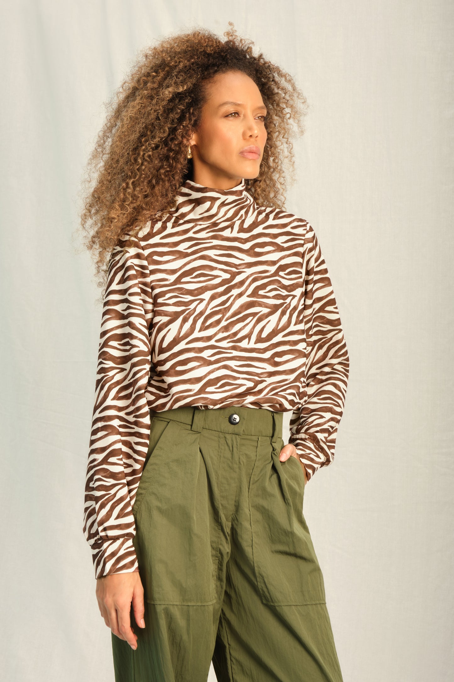 SCARF TOP - BROWN ZEBRA