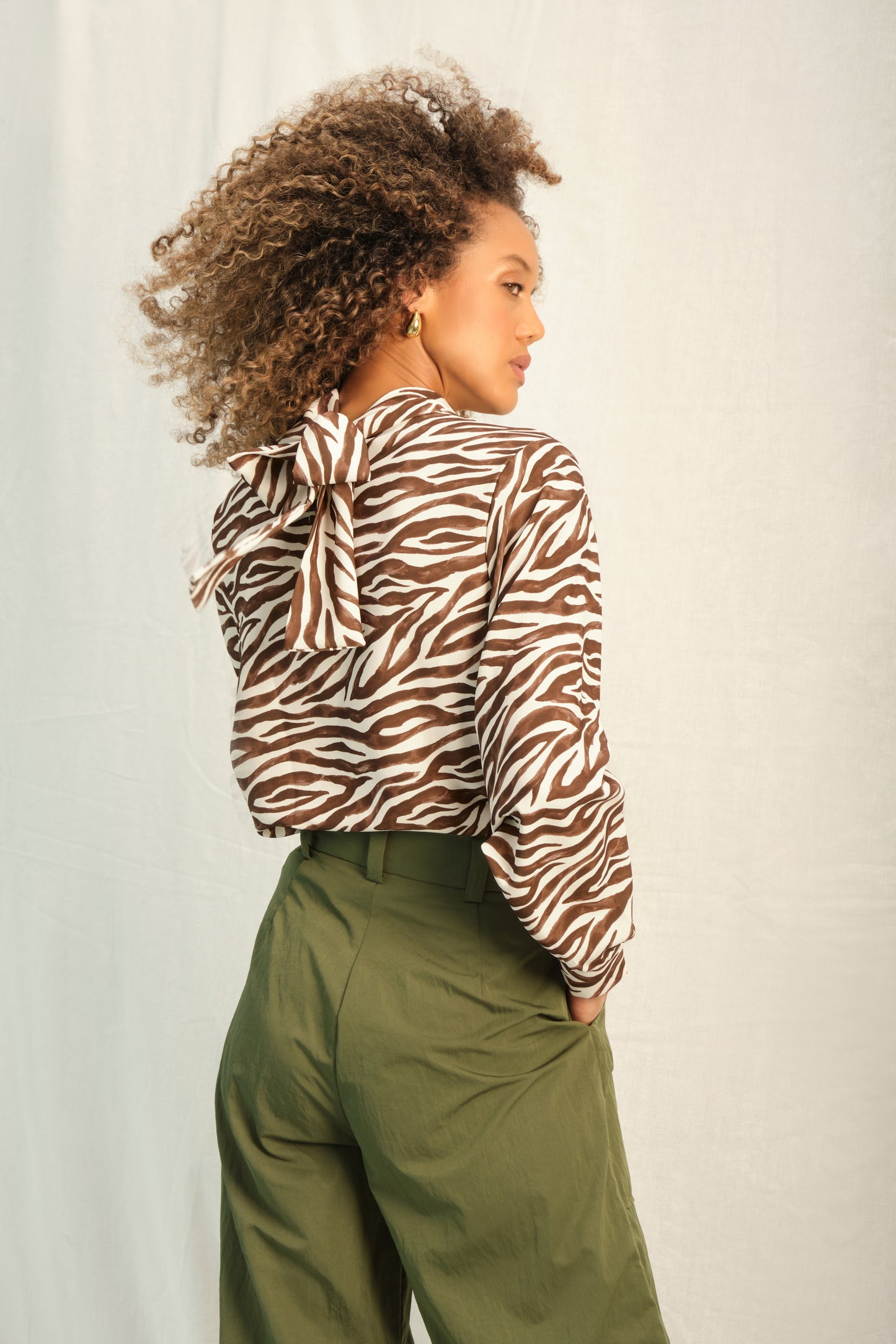 SCARF TOP - BROWN ZEBRA