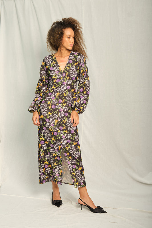 IRIS TUNIC - FLOWER EXPLOSION BLACK