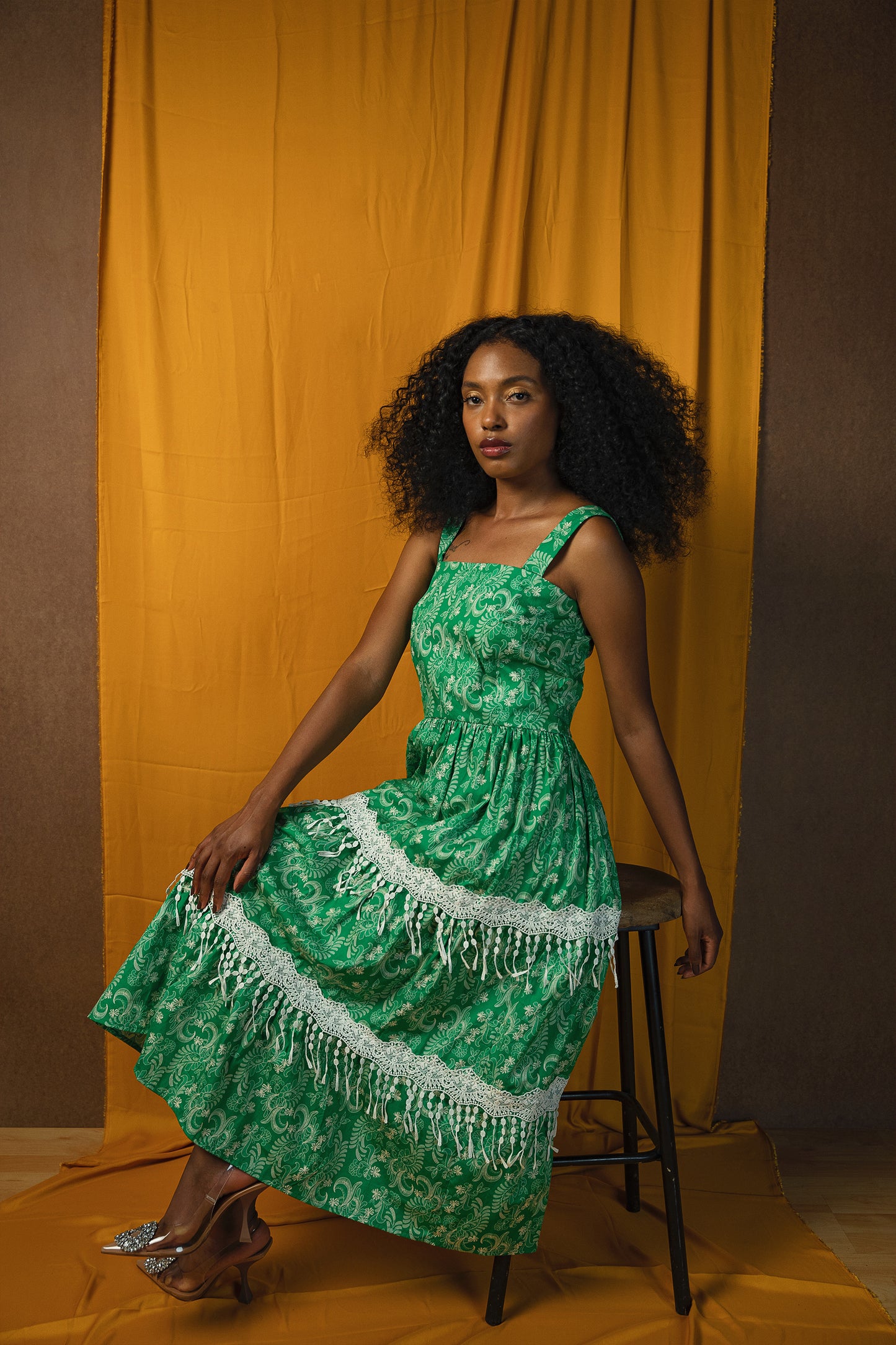 Antoniette Dress - Green Lace