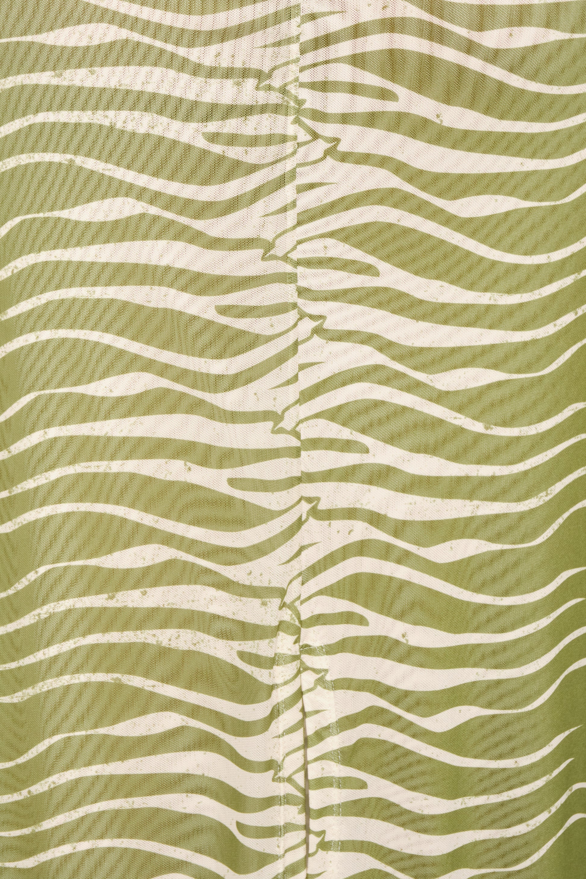 Close-up of green fabric with white wavy pattern
