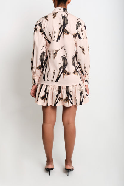 MEDELLIN DRESS - BEIGE HORSES