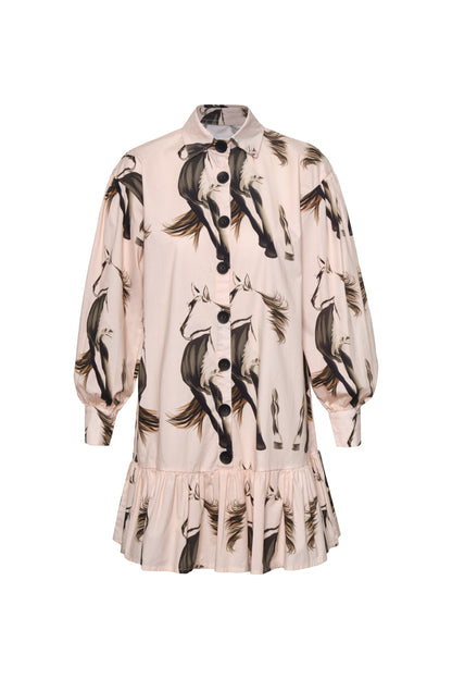MEDELLIN DRESS - BEIGE HORSES