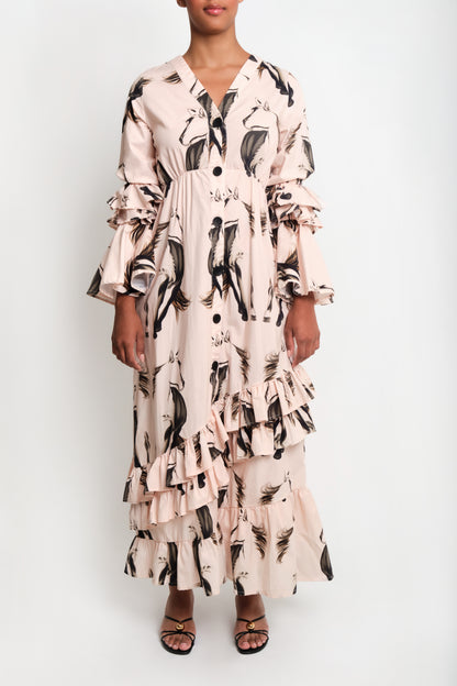 GAUCHO DRESS - BEIGE HORSES