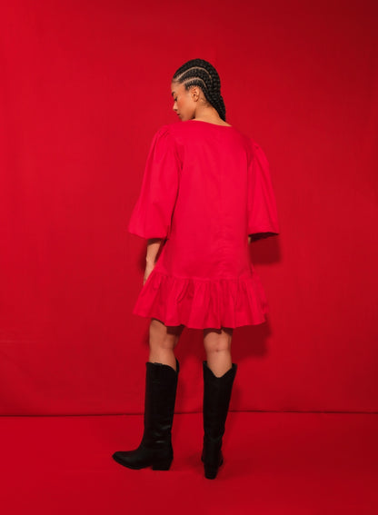 FUEGO SHORT DRESS - RED