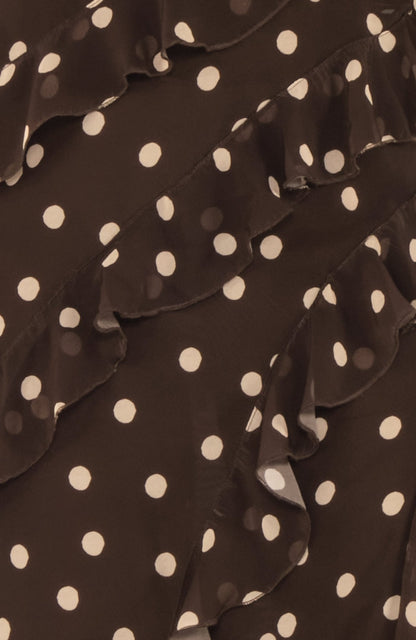 Cascade Dress in Brown Polka Dot Chiffon - Lulo Project