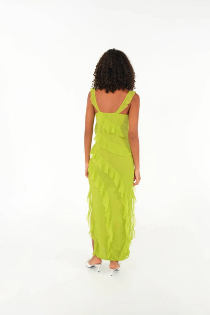 Cascade Dress in Lime Chiffon - Lulo Project