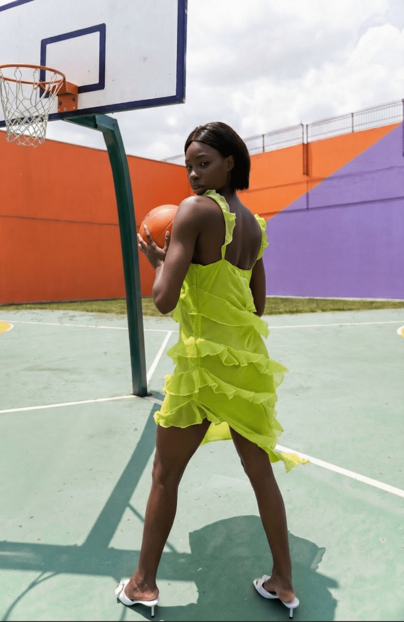 Cascade Dress in Lime Chiffon - Lulo Project