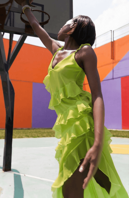 Cascade Dress in Lime Chiffon - Lulo Project