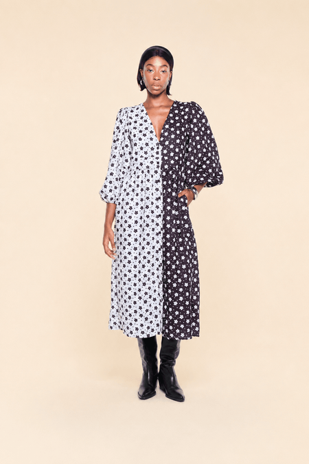 CONTENTA DRESS – BLACK &amp; WHITE BICOLOR PRINT - Lulo Project