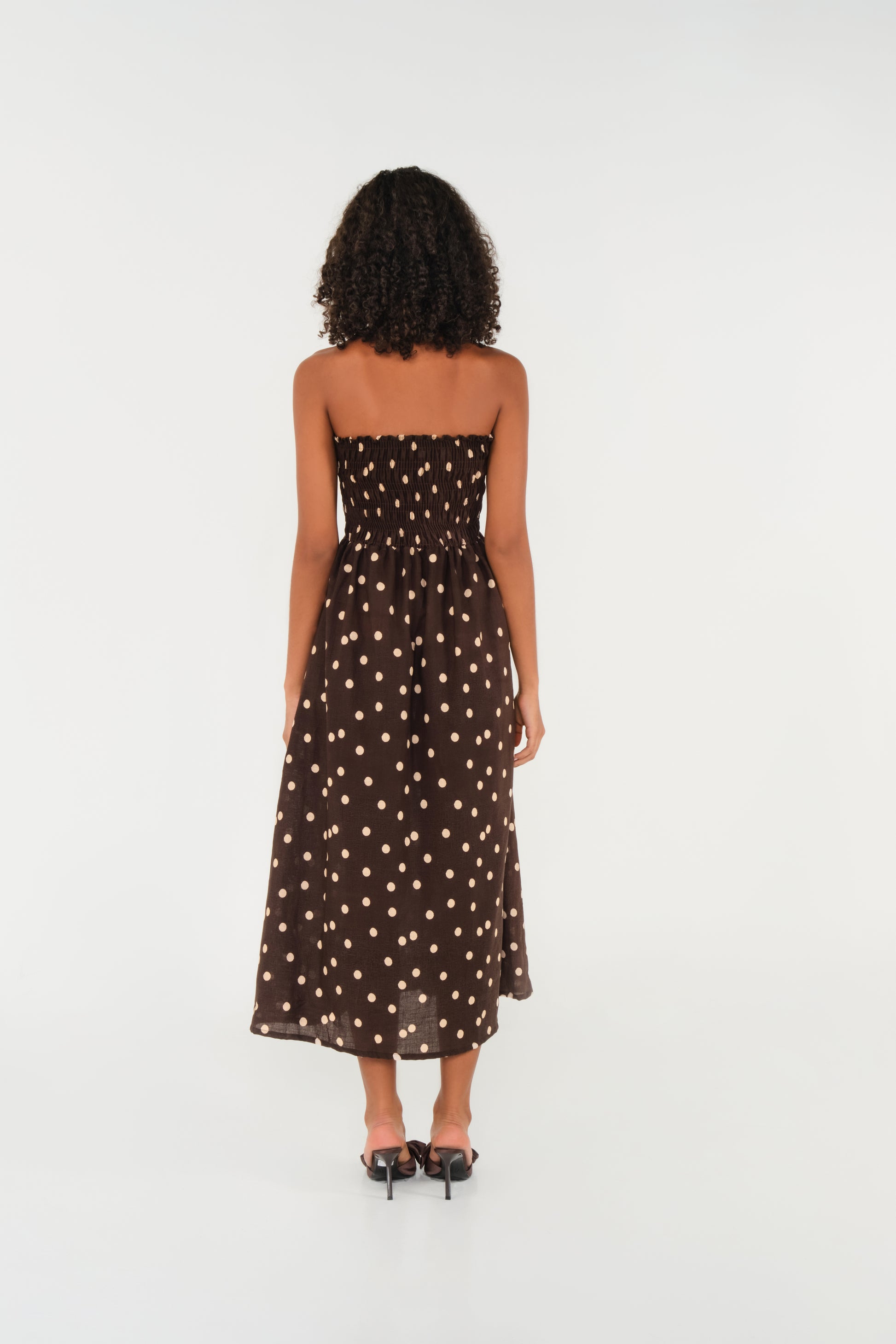 brown strapless midi dress Horizon Strapless Textured Midi Dress Chocolate