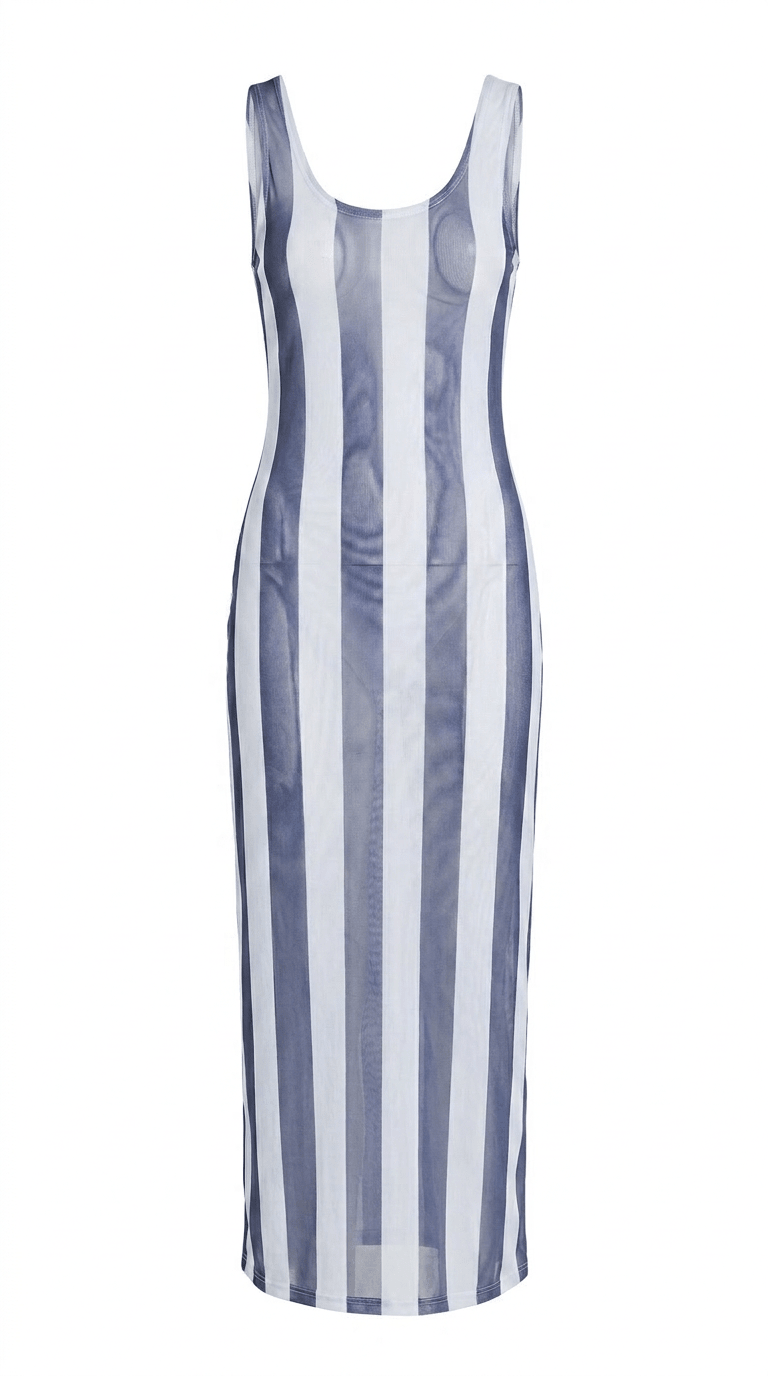 ELAINE DRESS - HERITAGE STRIPES MAXI BLUE - Lulo Project
