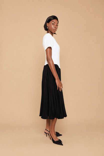 FORTALEZA DRESS – BLACK &amp; WHITE BICOLOR CREPE - Lulo Project