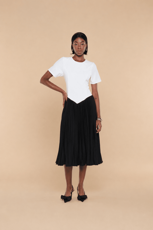 FORTALEZA DRESS – BLACK &amp; WHITE BICOLOR CREPE - Lulo Project