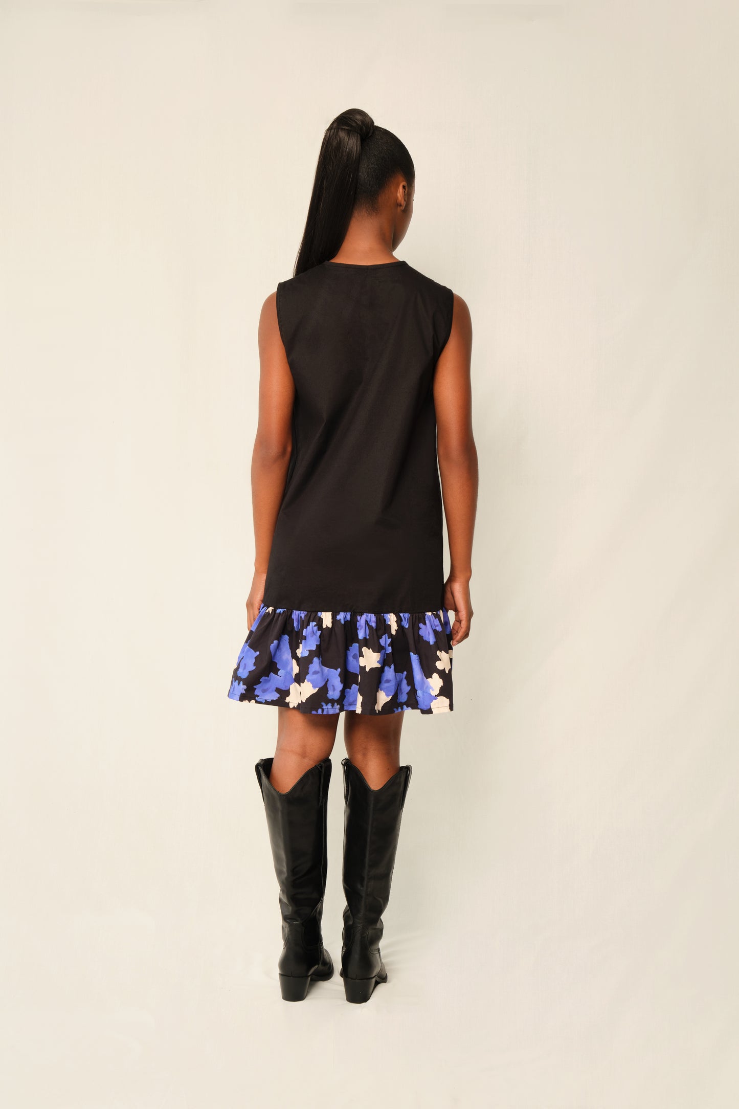 Lace-Up Drop-Waist Mini Dress – Fracture in Black Jacaranda