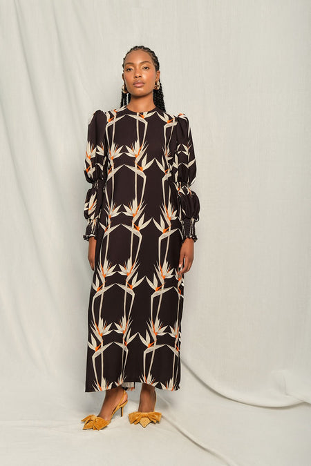 MAKEDA TUNIC - BIRDS OF PARADISE BLACK - Lulo Project