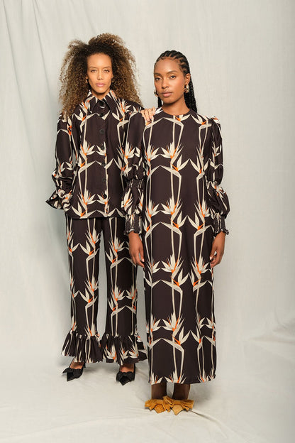 MAKEDA TUNIC - BIRDS OF PARADISE BLACK - Lulo Project