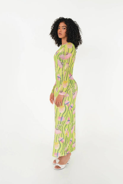 Nella’s Dress in Aussie Desert Flowers Mesh - Lulo Project