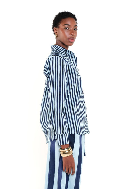 OLIVIA SHIRT - HERITAGE STRIPES MAXI BLUE - Lulo Project