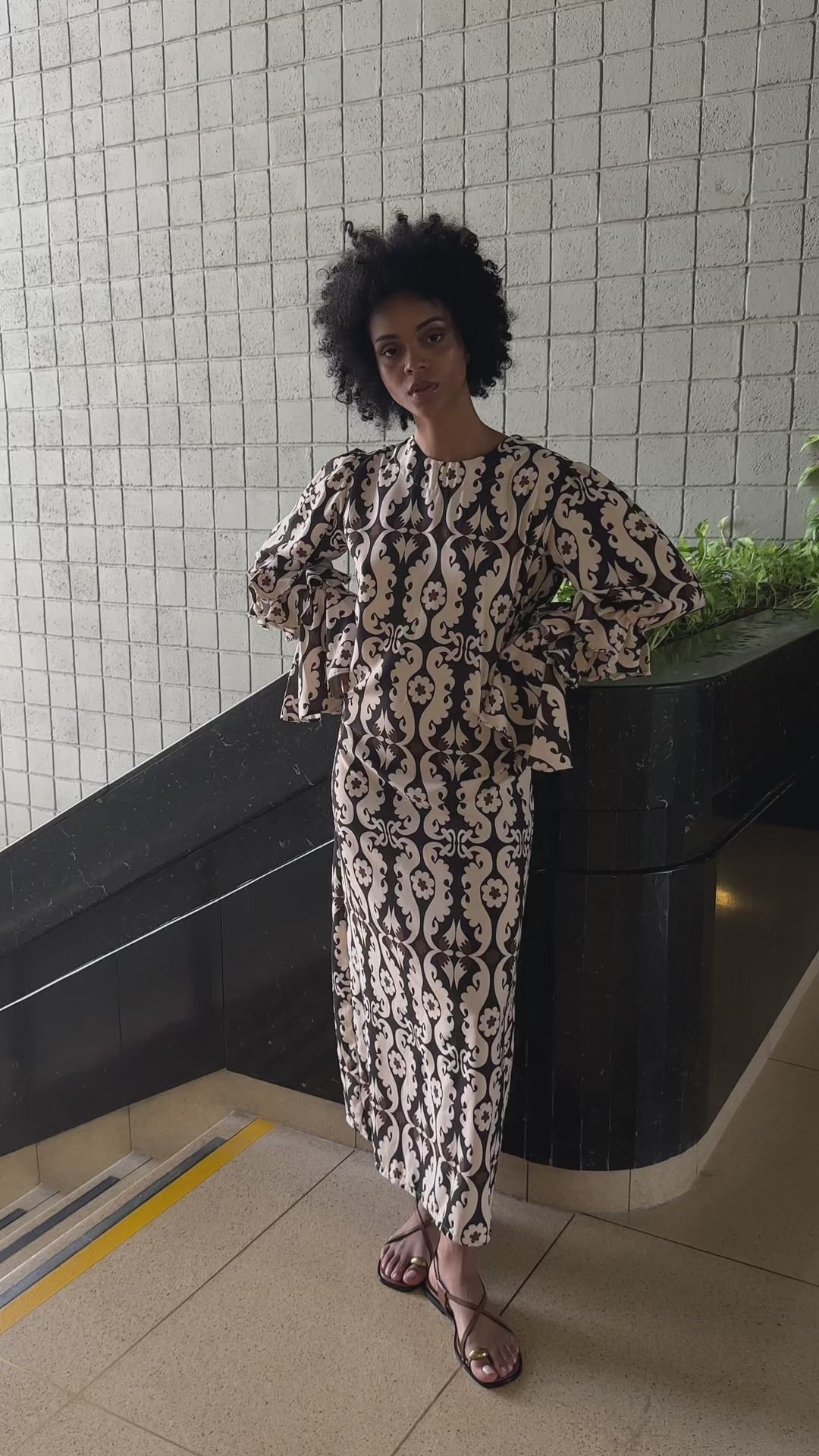 New Makeda Tunic Dress – Ruffle-Sleeve Maxi Paisley | The Lulo Project