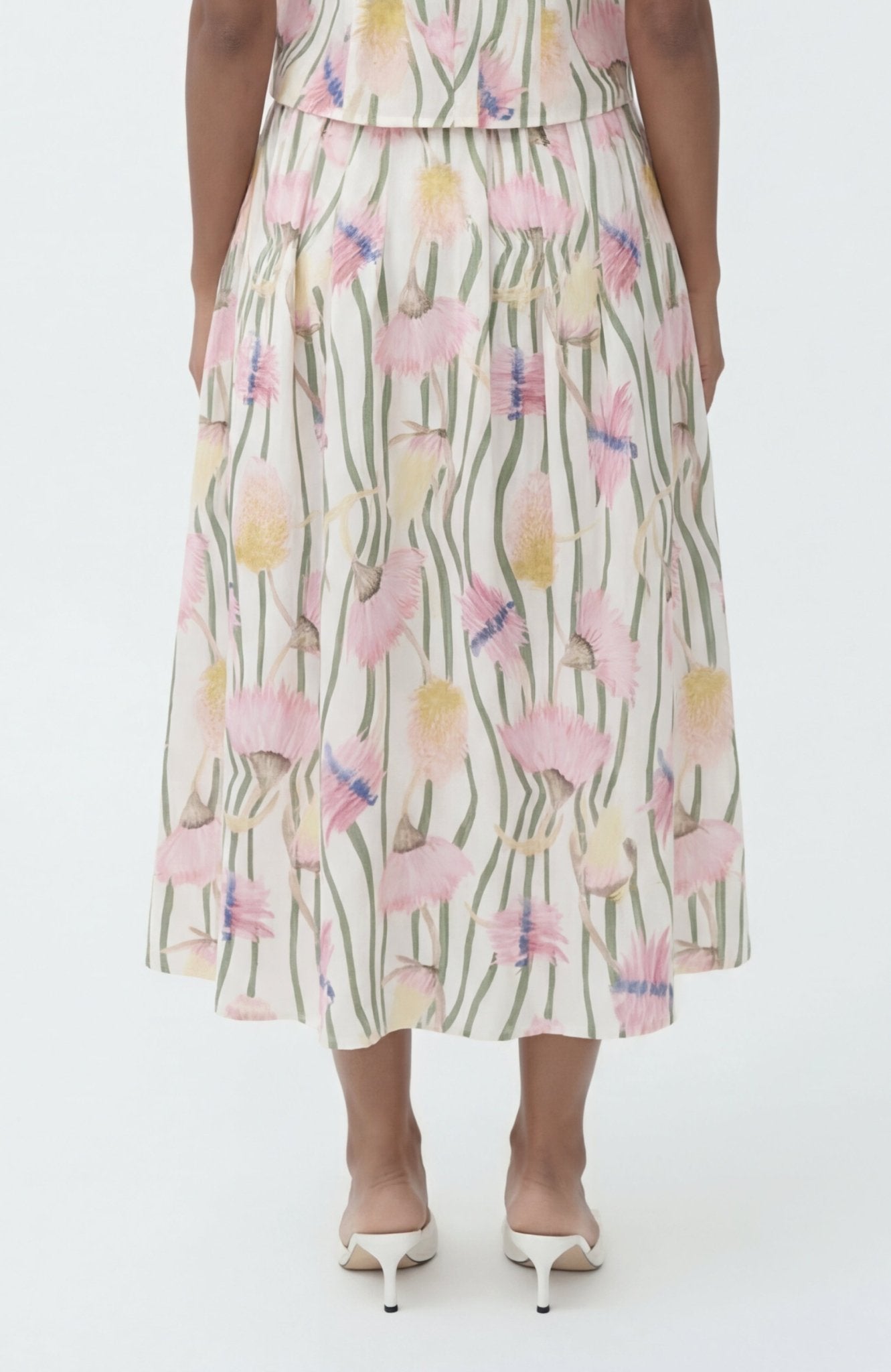 Reef Skirt in Aussie Desert Flowers Linen - Lulo Project