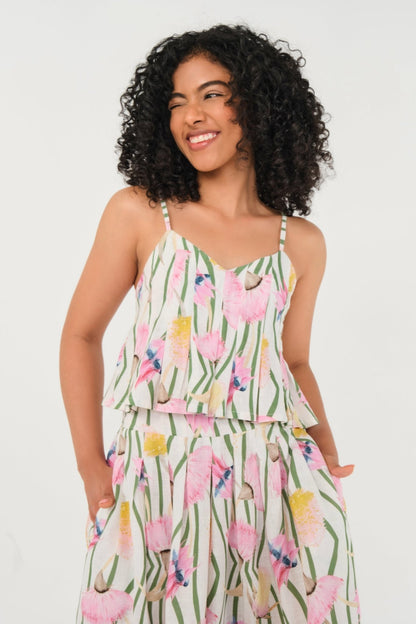 Reef Top in Aussie Desert Flowers Linen - Lulo Project