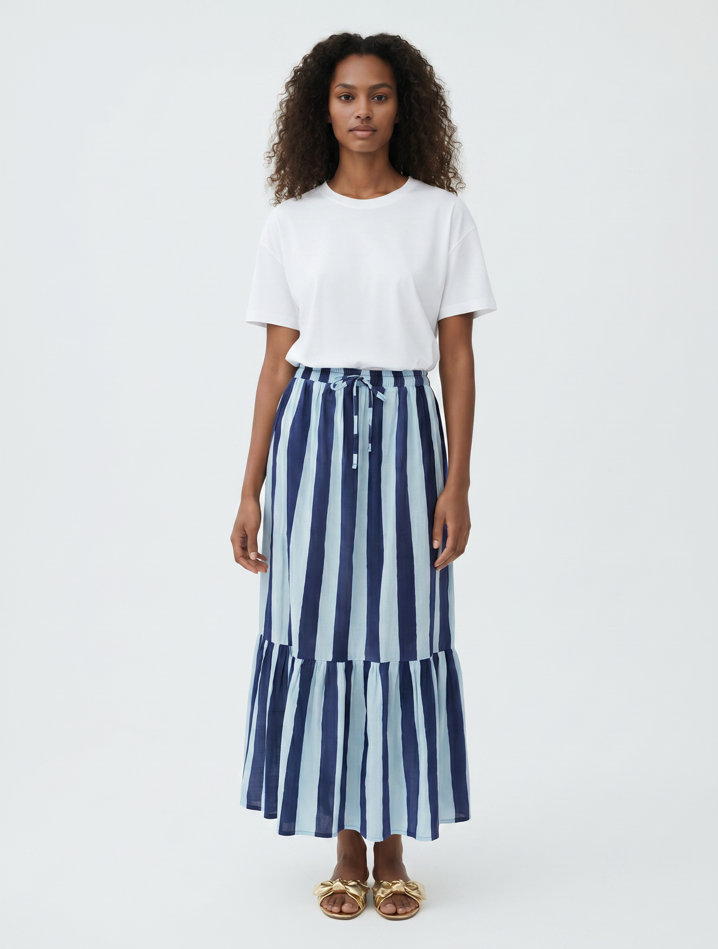 THE CRUSTACEAN SKIRT - HERITAGE STRIPES MAXI BLUE