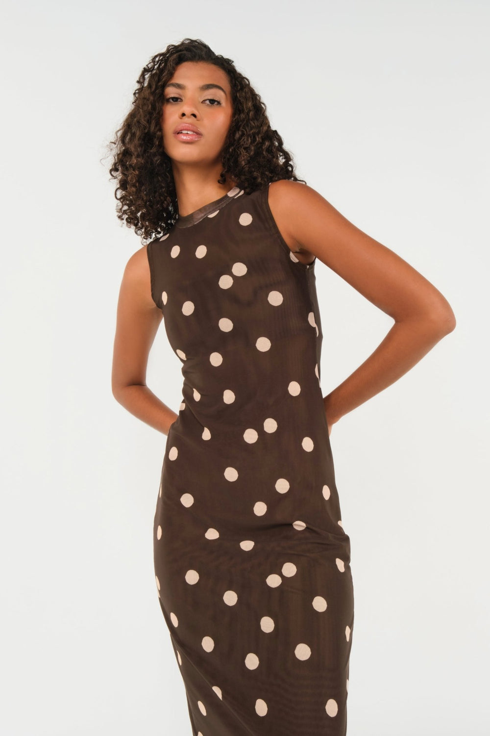 Salty Dress in Brown Polka Dot Mesh (Copy) - Lulo Project