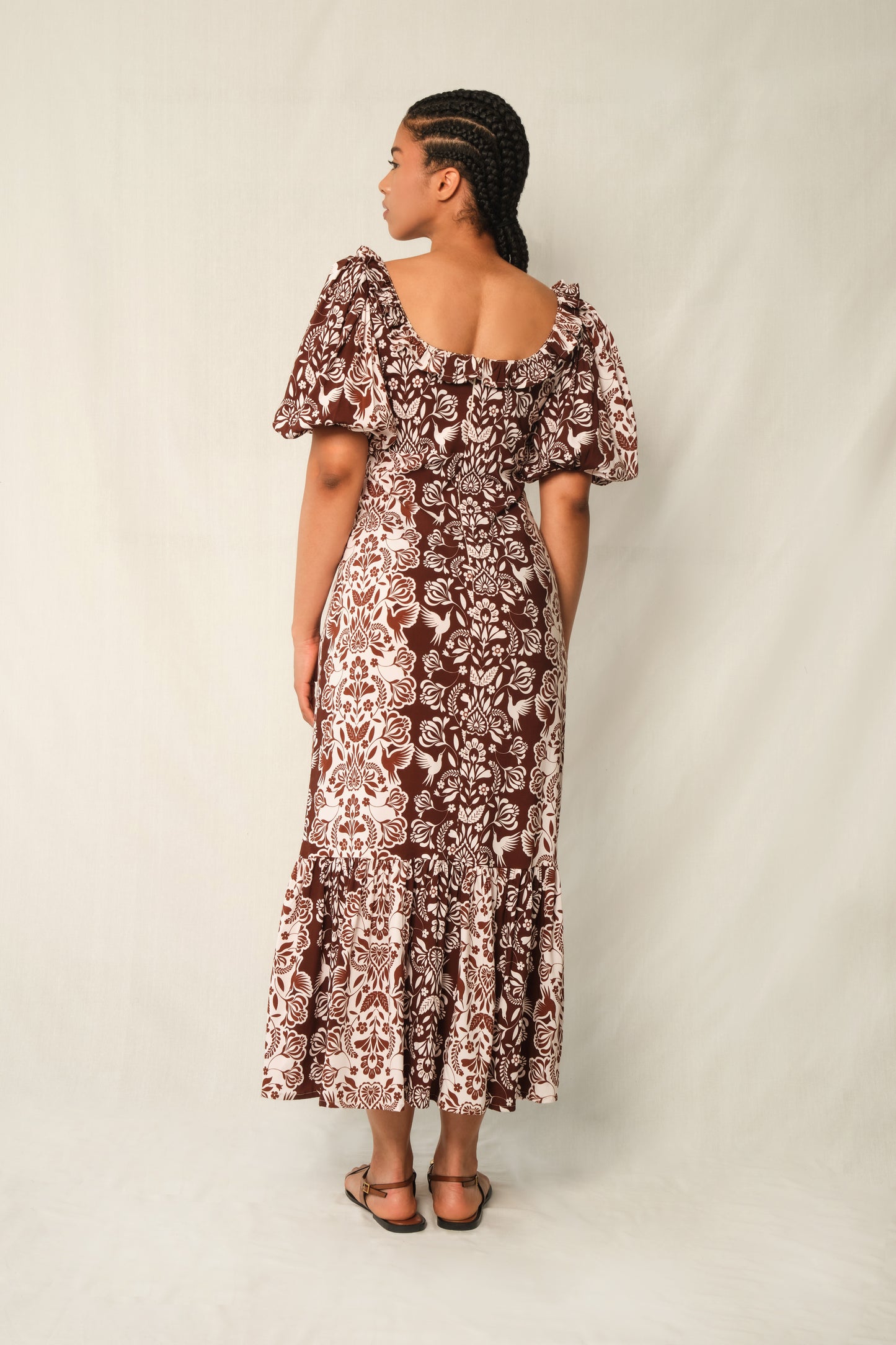 Signal Dress in Floral Print – Flattering Midi Dress with Puff Sleeves | The Lulo Project