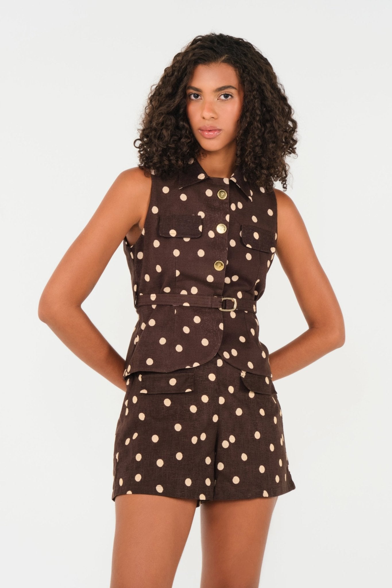 Stella’s Top in Brown Polka Dot Linen (Copy) - Lulo Project