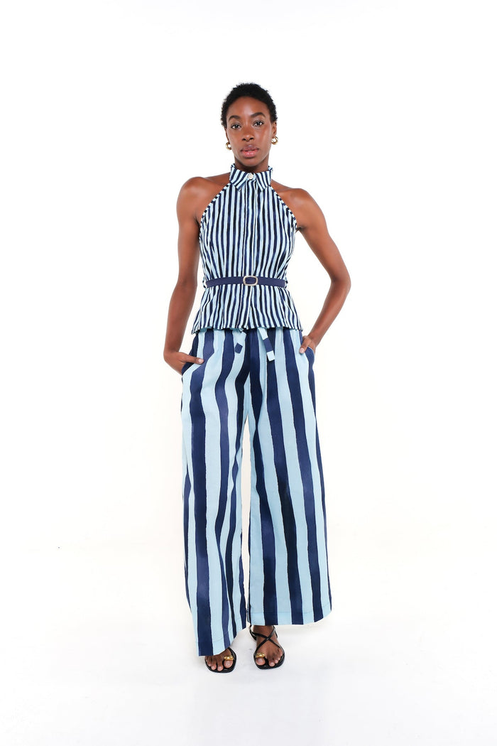 TARA PANTS - HERITAGE STRIPES MAXI BLUE