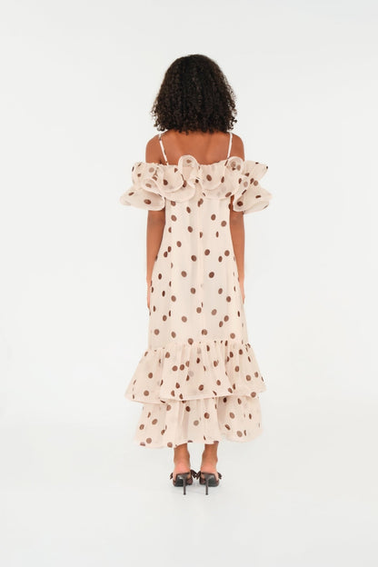 The Barefoot Maxi Dress in Cream Polka Dot - Lulo Project