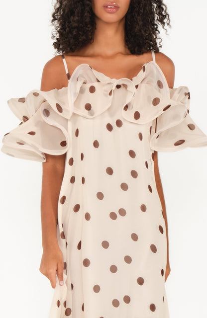 The Barefoot Maxi Dress in Cream Polka Dot - Lulo Project