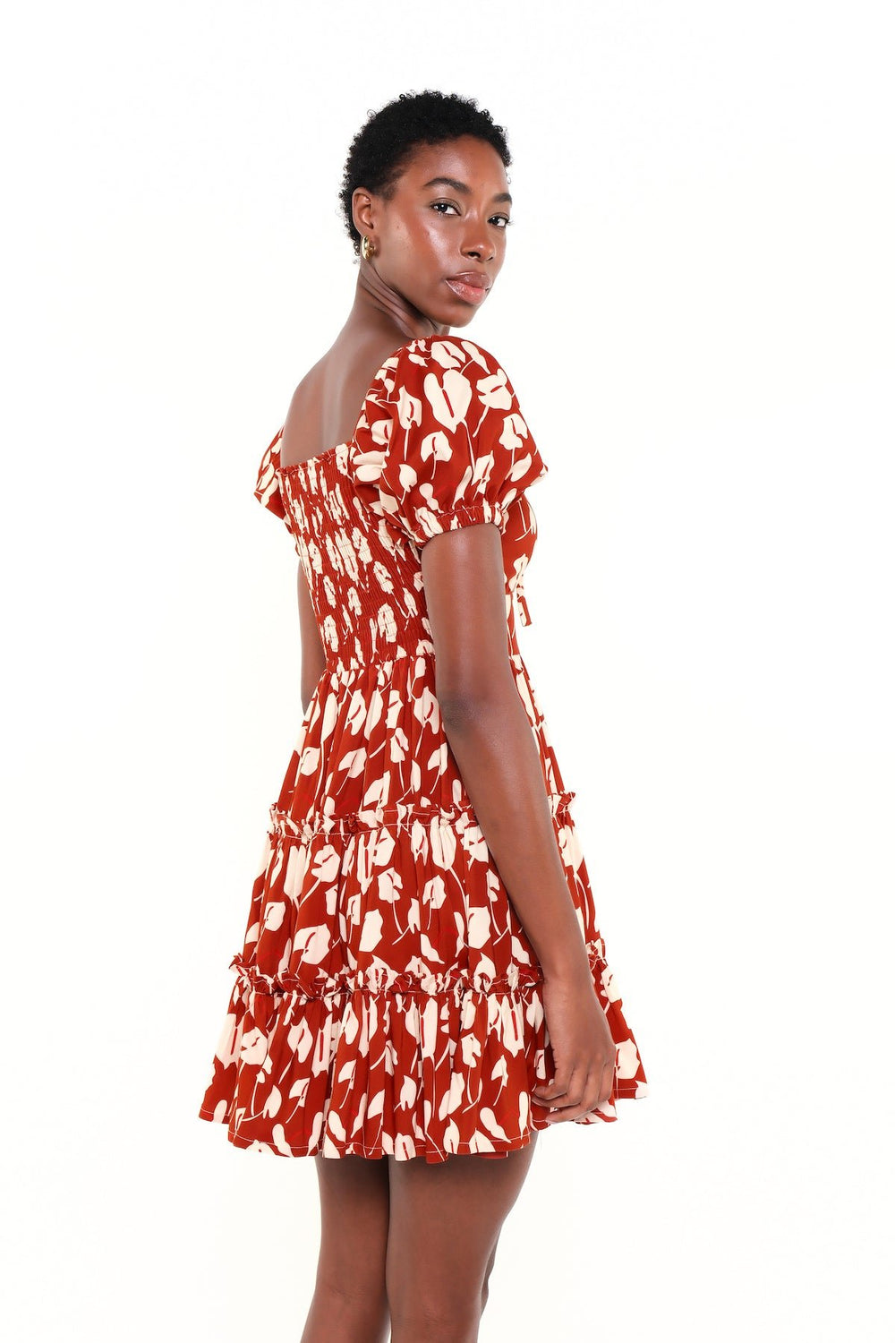 THE BLOOM MINI DRESS - BEIGE BRAVE FLORA - Lulo Project